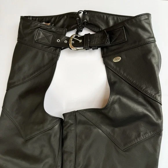 Men’s Genuine Harley Davidson USA Made Leather Chaps Size Large​ - Picture 2 of 16